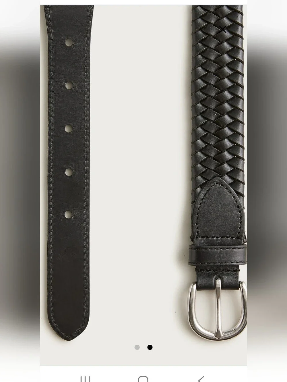 J Crew Classic Black Woven Elasticated Italian Leather Men's Belt